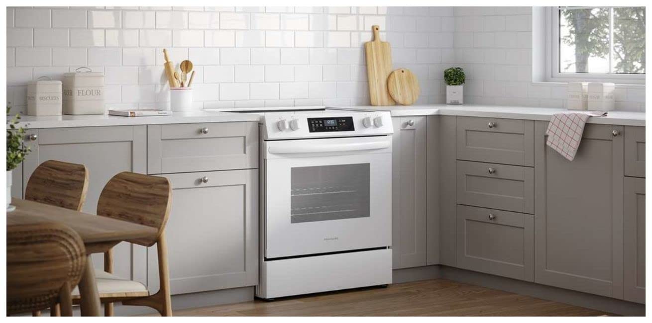 Frigidaire 30" Electric Range, 5.3 Cu. Ft. Oven, 5 Smoothtop Elements, EvenTemp & SpaceWise Elements, Steam Clean, White