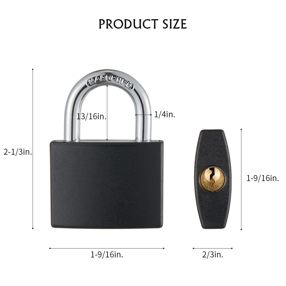 CINCINNO Covered Aluminum Padlock with Key, 8 Pack 1-9/16" Padlocks with Same Key，Key Lock for Outdoors"