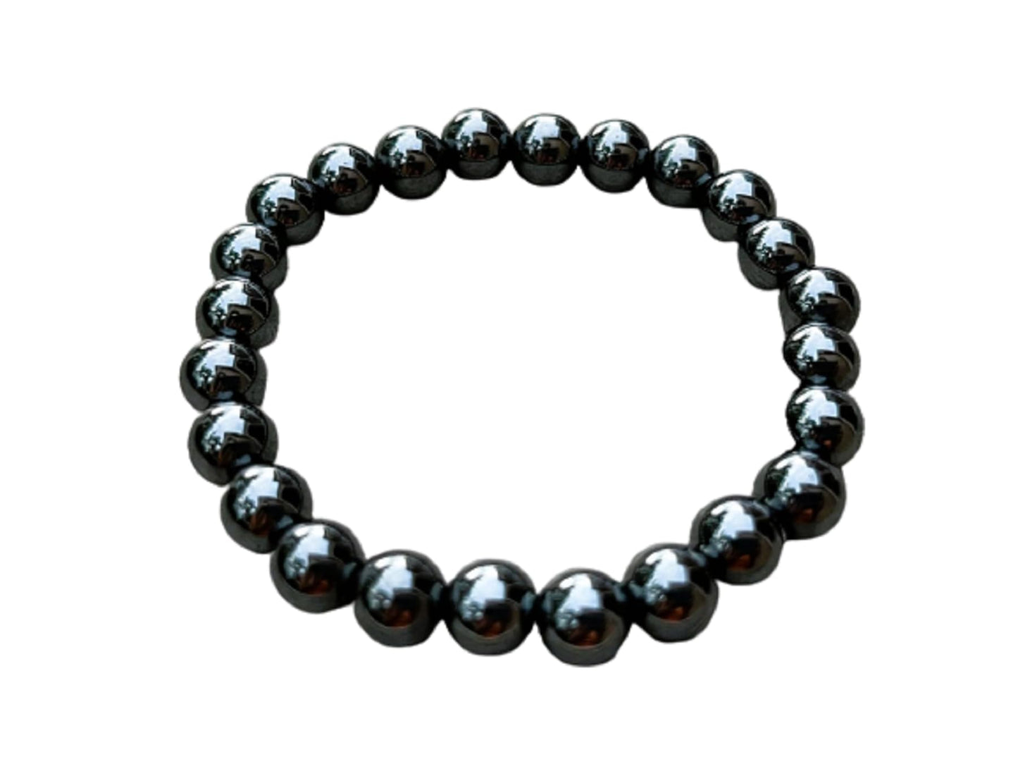 GAF TREASURES Hematite Crystal Bead Bracelet 8mm, Genuine Hematite Stretch Gemstone Bracelet, Healing Crystal Bracelet, Gift for Men & Women (1)