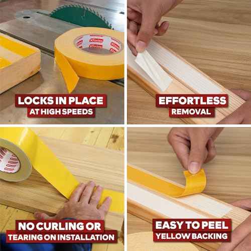 XFasten Double Sided Woodworking Tape 1 inch x 36 Yards 12-Pack 1296ft 1-inch Core Residue-Free Woodworking Double Sided Tape Heavy Duty Wood Glue Tape for Router Templates for Woodworking Tools