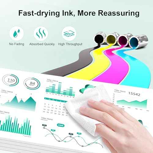 Compatible T544 Ink Bottle Replacement for Eps 544 T544120 Black T544220 T544320 T544420 Color Ink with L1210 L1250 L3110 L3150 L3160 L3210 L3250 L3251 L3260 L5290 L5590 (4 Pack)