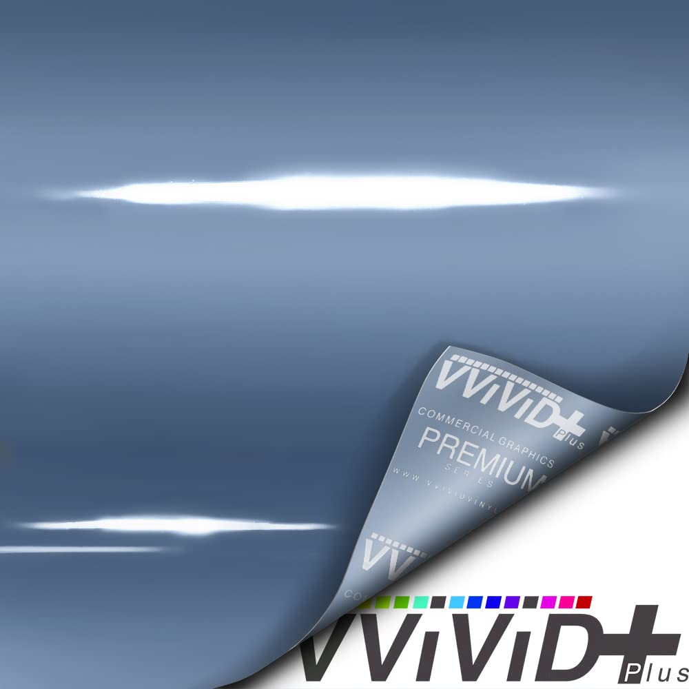 VViViD+ Ultra Gloss China Blue 50ft x 5ft Vinyl Car Wrap Premium Paint Replacement Film Roll with Nano Air Release Technology, Stretchable Protective Cap Liner, Self Adhesive, Indoor Outdoor