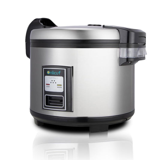 Onlicuf Commercial Rice Cooker 35 Cups Uncooked (70 Cups Cooked) with Stainless Steel Exterior,Large Rice & Grain Cooker for Restaurant,Double Protection,Silver