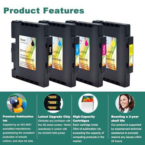 Compatible Sawgrass SG500 Sublimation Ink Replacement for Sawgrass SG500 SG1000 Sublimation Printer Ink, High Capacity, Upgraded Chip, No AB Serial Number (SG500/SG1000 BK/C/M/Y 4-Pack)