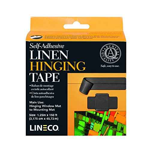 Lineco Linen Self-Adhesive Archival Hinge Tape Black 1.25'' x 150' for Framing, Matting, Bookbinding, Bookmaking, Arts, Crafts and Projects