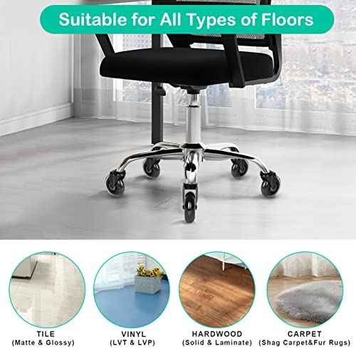 Hirate 3" Office Chair Casters Wheel with 3/8"-16UNC Threaded Stem Heavy Duty Caster Replacement Smooth Rolling for Hardwood Floors, Set of 5 with Nylon Lock Nuts