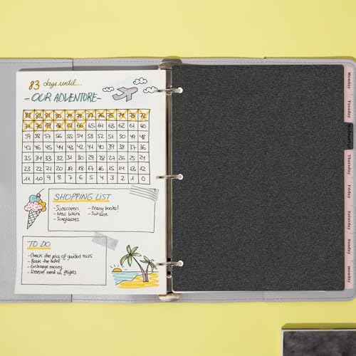 Black Binder Dividers, 8-Tab Sturdy Plastic Dividers, Binder Dividers with Tabs, Black 3-Ring Binder Plastic Divider Set, Aesthetic Dividers for Binder, Suitable for Notebooks and Binders(Black)