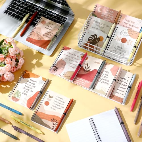 Kosiz 96 Pcs/48 Set Positive Affirmation Gifts Gratitude Spiral Notebooks with Pens Motivational Encouragement Notepads Daily Affirmations Journal for Women Christmas Holiday Gifts (Rainbow)