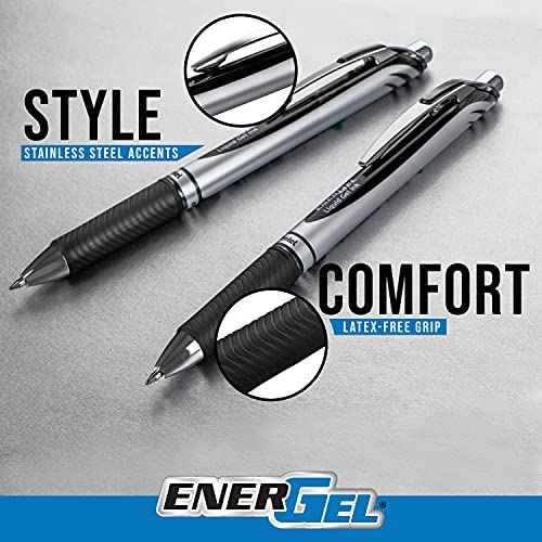 Pentel EnerGel RTX Retractable Liquid Gel Pen, Chill Expressions Pack, 0.7mm, Metal Tip, Medium Line,Assorted Ink, Pack of 8 Pens (BL77XCHIBP8M)