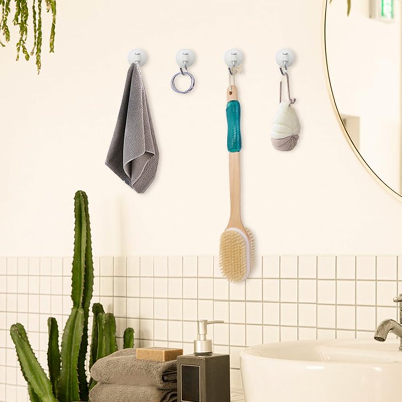 OWIIZI Back Scrubber for Shower with Soft and Stiff Boar Bristles Dual-Sided Wooden Long Handle Antiskid Body Bath Brush for Back Use Wet or Dry,Deep Cleanse Large Surface Back Scrub Brush