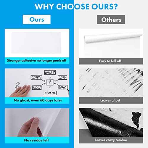 HAMIGAR Whiteboard Sticker for Wall 36" x 79" Dry Erase Board Large Wallpaper Peel and Stick, White Board Stick on Wall, Contact Paper Adhesive Poster Board Whiteboard with 1 Marker