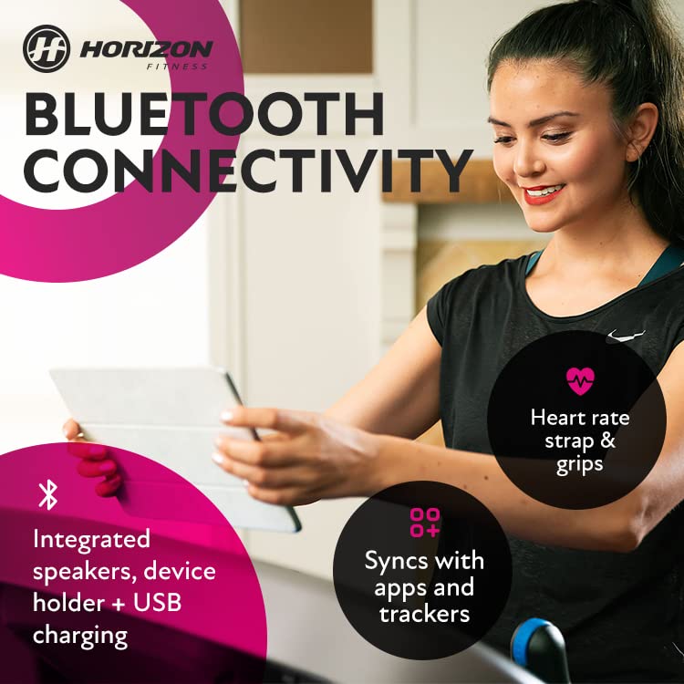 Horizon Fitness 7.4 AT Studio Series 3.5 HP Smart Treadmill with Bluetooth and Incline, Heavy Duty Folding Treadmill 350lbs Weight Capacity, Pro Running Machine for Home Exercise and Running with Apps