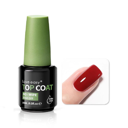 Love easy Top Coat for Nails, No Wipe High Glass Long Lasting 28+ Days, Chip Scratch Resistance Anti-yellowing Glossy Shine Manicure, Brush on Friendly for Home DIY Beginner (U V Lamp Needed)