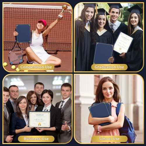Ndsox 90 Packs Navy Blue Certificate Holders, Graduation Diploma Holders, 350GSM, Diploma Covers with Gold Foil Border for Letter Size 8.5" x 11" Award Certificate Paper, Cardstocks and Documents