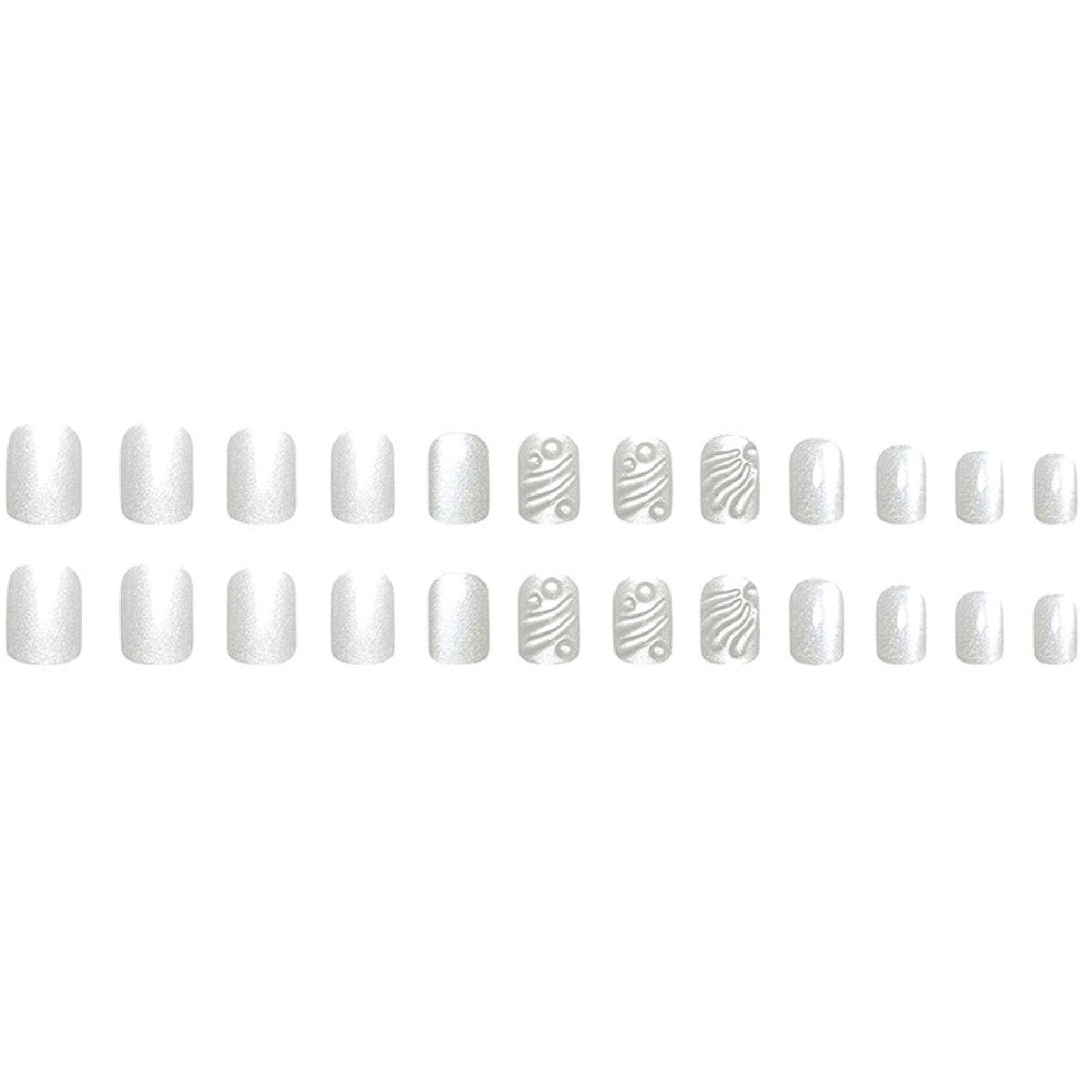 Cat Eye Press on Nails Short Square Fake Nails with 3D Ripple Designs Nails Press ons White Glue on Nails Simple Stick on Nails for Women 24Pcs
