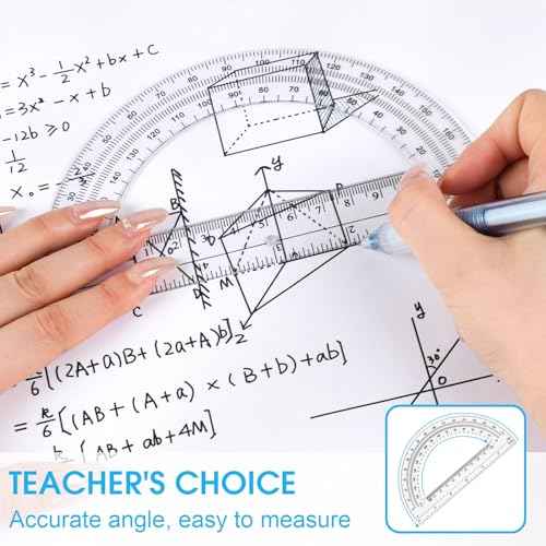 10 Pack Clear Protractor, 6 Inch Plastic Protractors, 180 Degrees Accurate Math Geometry Tools for School, Office, Classroom (Clear)
