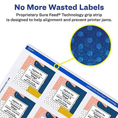 Avery Matte White Square Labels, Sure Feed Technology, 8" x 8", 100 Matte White Printable Labels