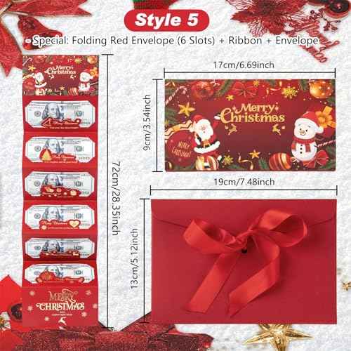 5PCS Upgrade Surprise Card Holder Christmas Cashs Envelope with Money Clip, 2026 New Christmas Cash Gift Envelope, DIY Cash Gift Card Holders Xmas With 10 Slots