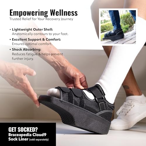Wedge Post-Op Shoe, Medical Offloading Shoes for Toe Injuries, Surgical and Orthopedic Boot for Foot, Plantar Fasciitis, Bunion, Hammertoe, Broken Toe Support for Men and Women, Size S