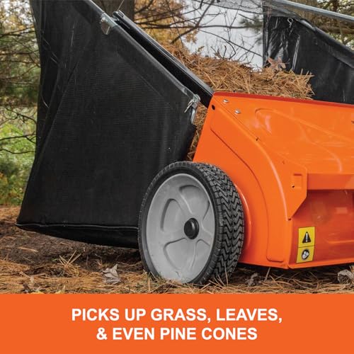 Agri-Fab 45-0492 44" Tow-Behind Lawn Sweeper, 28 cu. ft Hopper Bag Capacity; Leaf & Grass Catcher, with Adjustable Brush Height and Dump From Seat Handle