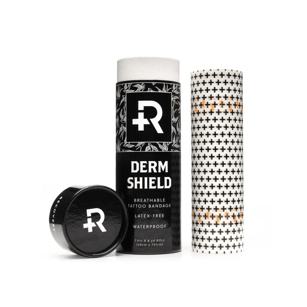 Recovery Aftercare Derm Shield Tattoo Cover Up Patch - Latex-Free & Waterproof Tattoo Aftercare Bandage - Transparent Matte Film - Breathable & Flexible - Promotes Healing & Skin Renewal (7.9" x 8 yd)"