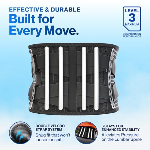 Modvel Back Brace for Lower Back Pain Women and Men – Lumbar Support Belt for Sciatica, Herniated Disc, Muscle Strain – Adjustable Breathable Work Brace with 6 Stays – Support for Posture– Size S