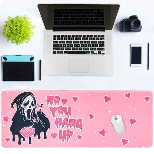 Large Gaming Mouse Pad 31.5 x 11.8in Desk Mat for Office Mousepad Anti-Skid Rubber Base Soft Comfortable and Durable Desk Pad (Pink)