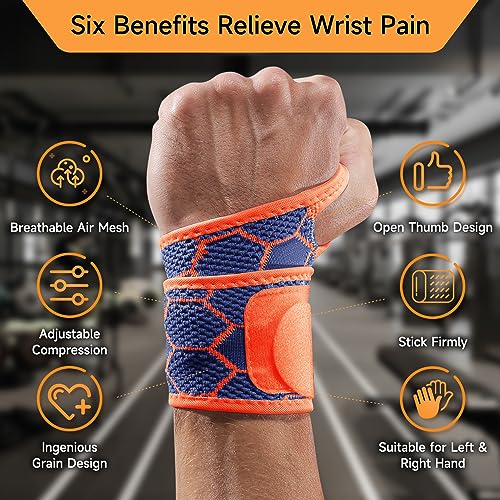 Sport Slim Wrist Wrap - Wrist Brace for Carpal Tunnel Relief, Neoprene-Free Compression Wrist Support for Workout, Adjustable Wrist Guards Fit Right Left Hand (Cobalt Bule, Pack of 1)