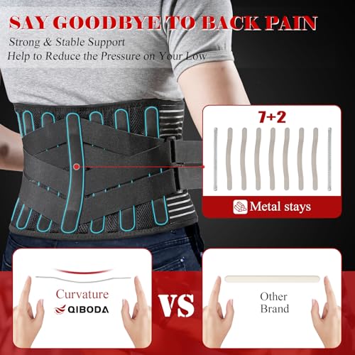 Back Brace for Women Men Lower Back Pain with 7 Bionic Metal Stays, Strong Support for Herniated Disc, Sciatica, More Pain Relief! Breathable Work Back Support Belt for Heavy Lifting M(33"-39")
