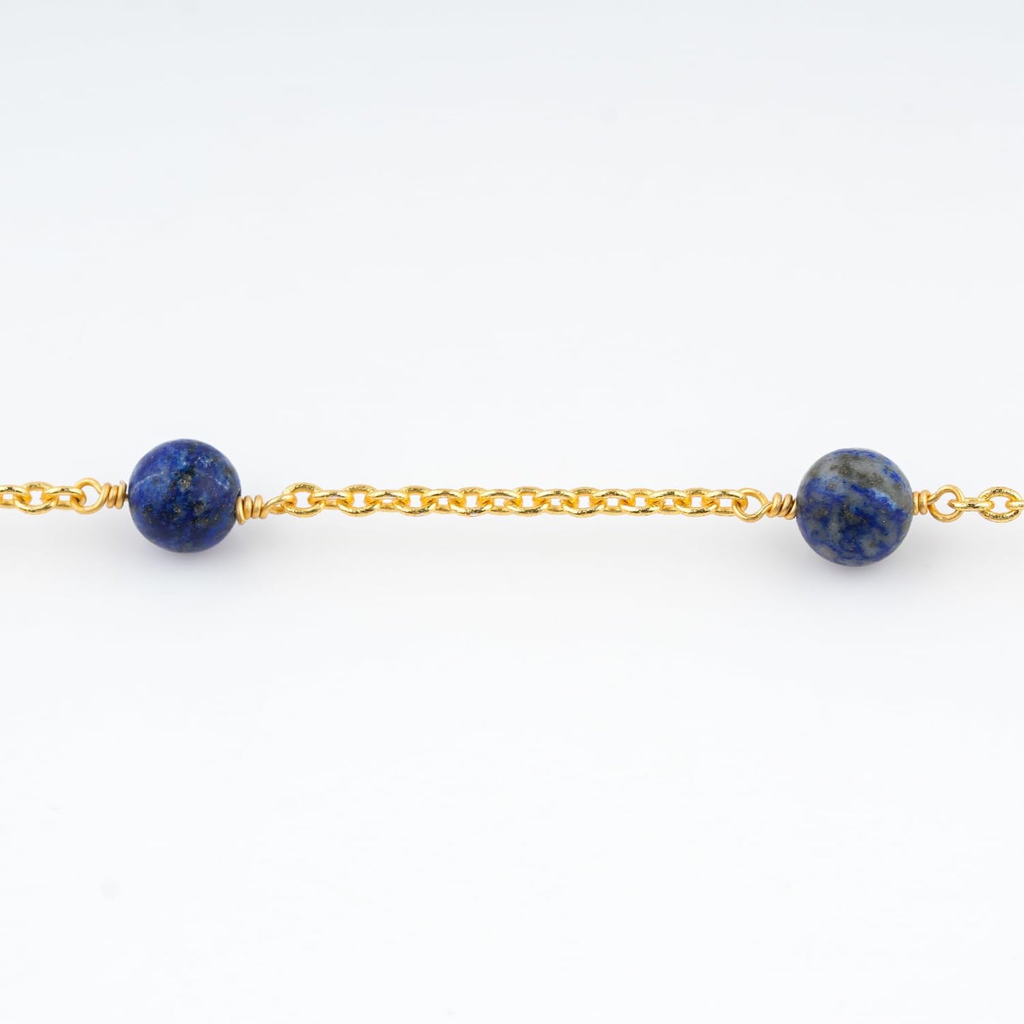 JEWEL OF ROCKS Lapis Lazuli Beaded Anklet, Handmade Craft, Anklet Beads Bracelet, Chakra Healing Anklet, Gemstone Women Jewelry, Hypoallergenic Gold Plated Brass Anklet 9 inch + 1.5 inch (1pcs)