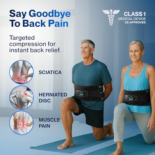 Modvel Back Brace for Lower Back Pain Women and Men – Lumbar Support Belt for Sciatica, Herniated Disc, Muscle Strain – Adjustable Breathable Work Brace with 6 Stays – Support for Posture– Size S