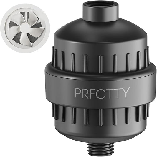 25-Stage Shower Filter prevents scale buildup,Revitalize Hair Skin Nails with Purifying Water, softener hard water,99% Lead Chlorine, Fluoride Removed,High Output Fan Technology,Matte Black