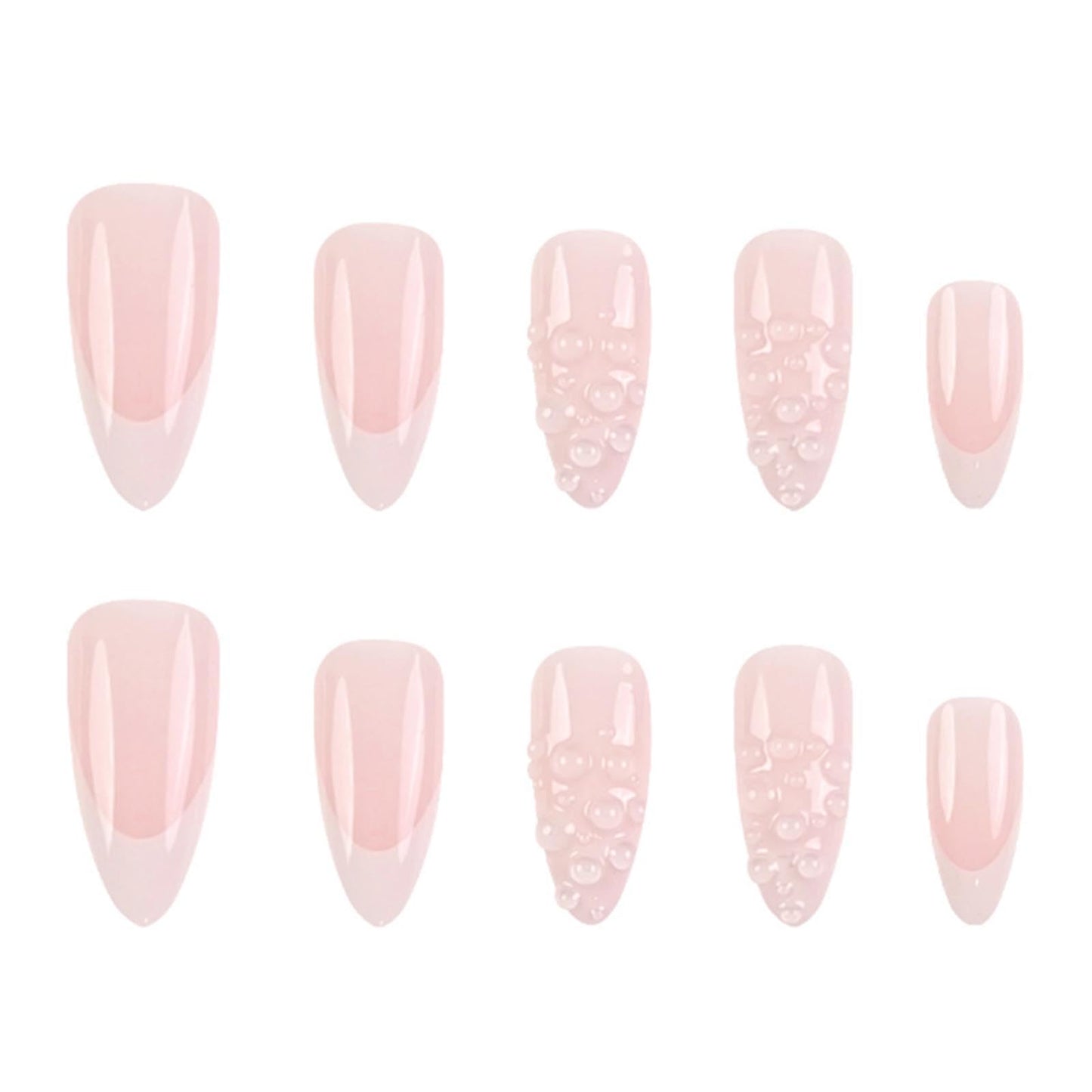 DANMANR Short Press on Nails Almond Waterdrop Fake Nails Full Cover Nude Acrylic French False Nails for Women and Girls 24PCS
