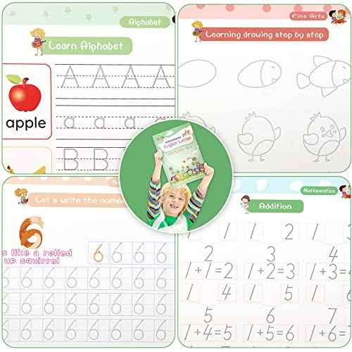 CosyCorner Magical Handwriting Workbooks Handwriting Practice Magic Copybook, Handwriting Aid Magic Pen Reusable Copybook Grooves Template Design for Children (6)