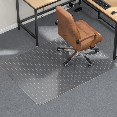 Tonaus Office Chair Mat for Carpet, 48"¡¿60" Transparent Carpet Floor Protector Cover Rug Mat with Non-Slip Studded, 2.2mm Thick Heavy Duty for Home Computer Desk Rolling Chair Carpets Low Pile