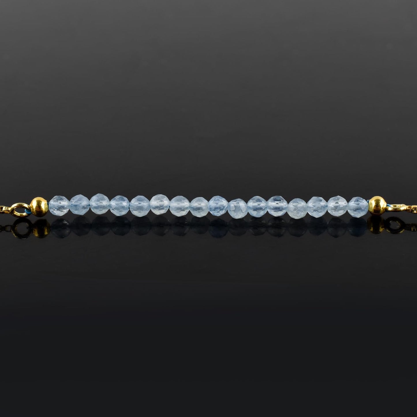 InfinityGemsArt Aquamarine Bracelets For Women March Birthstone Jewelry Micro Blue Beads Beaded Stone Bolo Slider Crystals Gemstones Bracelet, 14K Gold Plated Adjustable Chain, Mother's Day Jewelry For Mom