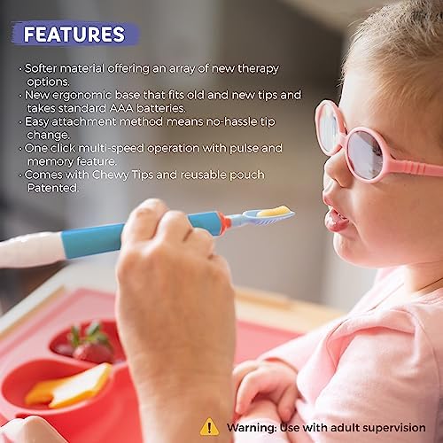 TalkTools Sensi Oral Sensory Therapy Tool with Soft Sensi Jaw Tips (Ocean Blue, 5 Tips Set - Ocean Blue)