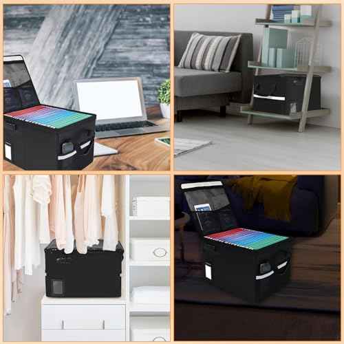 Upgraded 5200¡ÆF Fireproof Document File Organizer Box, Fireproof Storage Filing Cabinet with Lock, Portable Office Safe Box for Hanging Letter/Legal Folder 16.1 x 12.9 x 11in (Black)