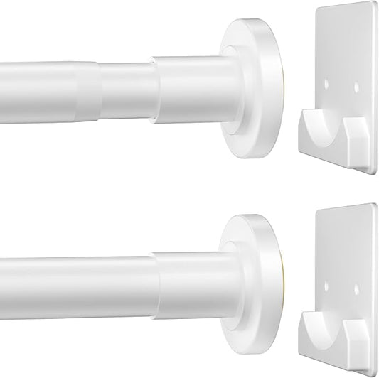 CorkLatta White Shower Curtain Rod,1 Inch Diameter Stainless Steel Adjustable Spring Tension Rods 32 to 68",with Holders,Anti-Slip,Curtain Rods No Drilling(1 Pack)