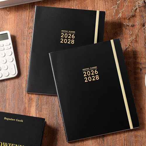 2026-2028 Monthly Planner - 3 Year Monthly Planner 2026-2028, Jan.2026 - Dec.2028, 8" x 10", Tabs + Back Pocket + Hardcover- Black