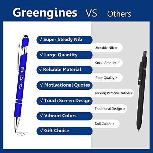 50 Pieces Inspirational Pens, Motivational Ballpoint Pen with Stylus Tip Funny Ink Pens Bulk Inspirational Gifts for Women Coworkers Office Supplies Black Ink