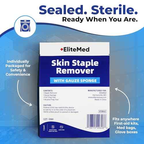 Premium Sterile Staple Removal Kit - Includes Staple Remover, PVP & Alcohol Prep Pads, Gauze Sponge | Single-Use Staple Removal Tool
