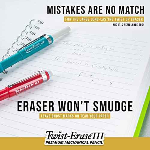 Pentel Twist-Erase III Mechanical Pencil, (0.9mm), Bold Line, Black Barrel, Pack of 4 (QE519BP4A)