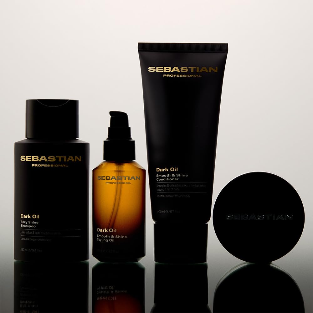 Sebastian Professional Dark Oil Lightweight Hair Styling Oil | Infused with Sandalwood, Cedarwood, & Argan Oils | 3.2 fl oz