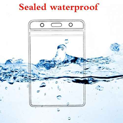 10 Pcs Vertical ID Badge Holders Sealable Waterproof Clear Plastic Holder, Fits RFID/Proximity/Badge Swipe Cards or Credit Card (10)