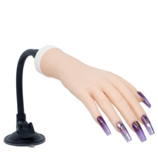 Practice Hand for Acrylic Nails, 2 Pack Flexible Bendable Nail Hand with Adjustable Stand, Nail Training Kit for Beginners & Nail Artists (Left and Right)