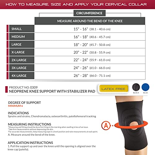 OTC Knee Support, Encircling Stabilizer Pad, Neoprene, Blue, 3X-Large
