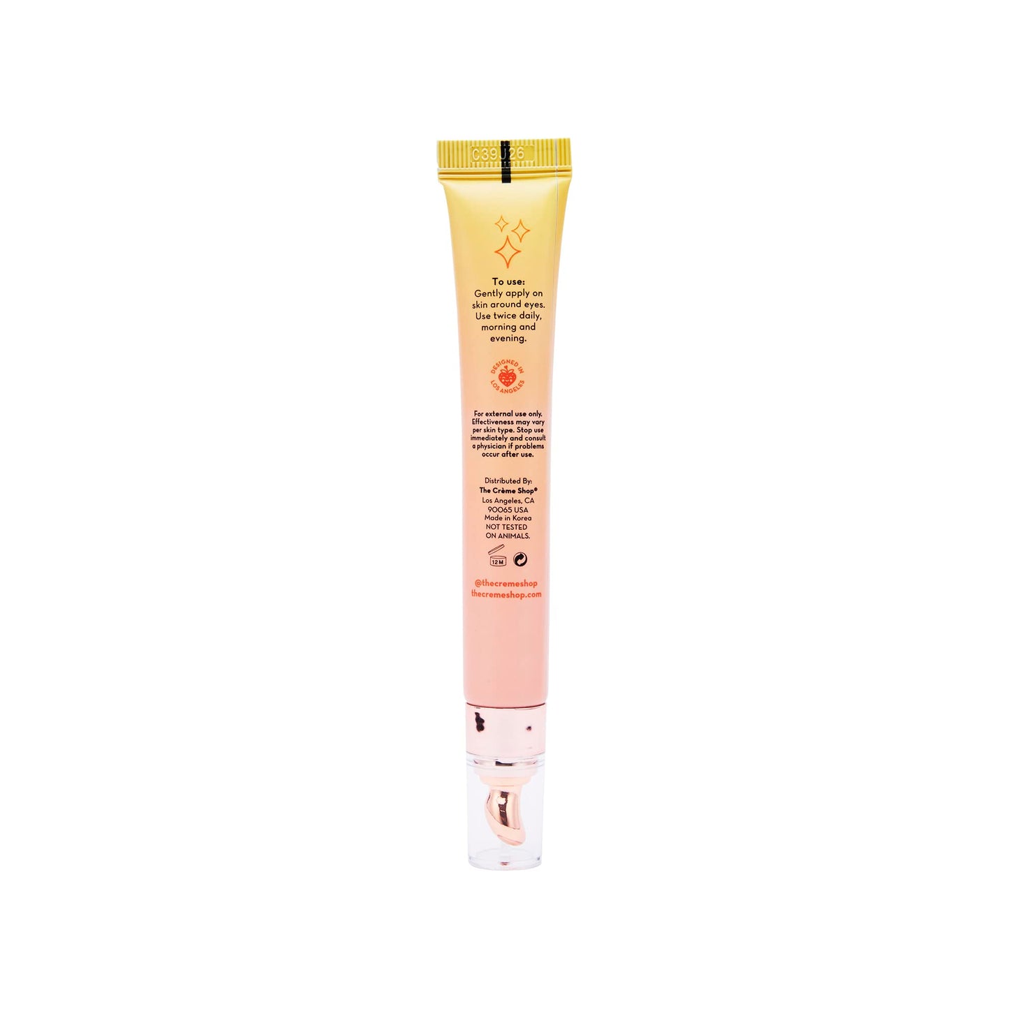 The Crème Shop Klean Beauty Awake Eye Crème, Vitamin C, Hyaluronic Acid & Caffeine, Dark Circles Under Eye Treatment (0.67 fl oz)