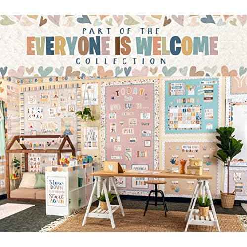 Teacher Created Resources Everyone is Welcome Helping Hands Straight Rolled Border Trim - 50ft - Decorate Bulletin Boards, Walls, Desks, Windows, Doors, Lockers, Classrooms, Homeschool & Offices