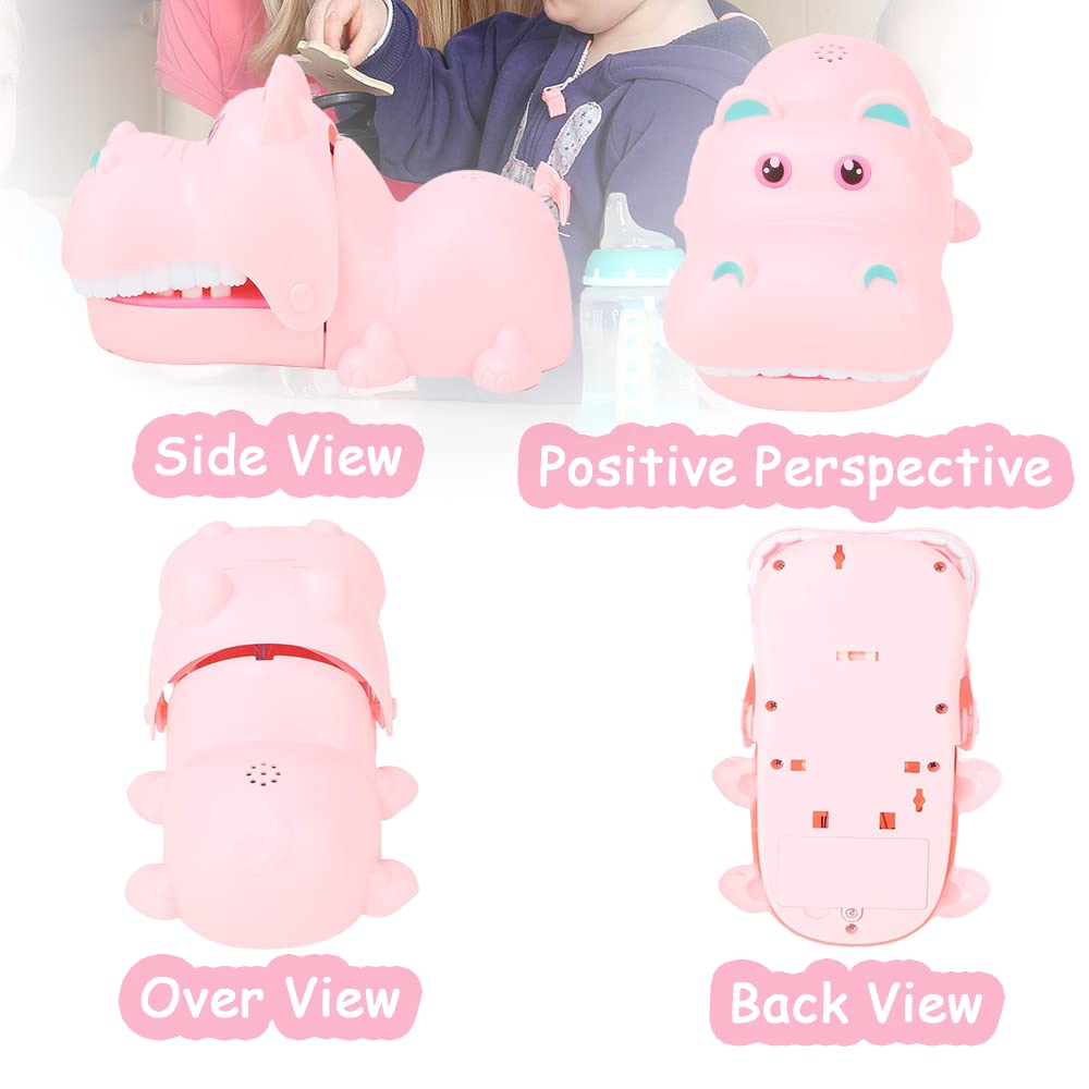 Watris Veiyi Portable Cartoon Hippo Mouth Toy with Teeth, Hippo Dentist Kid Toy for Playing&Training, Hippo Gags Joke Toy, Bite Finger Board Game Kids Toys for Parent-Child Activities